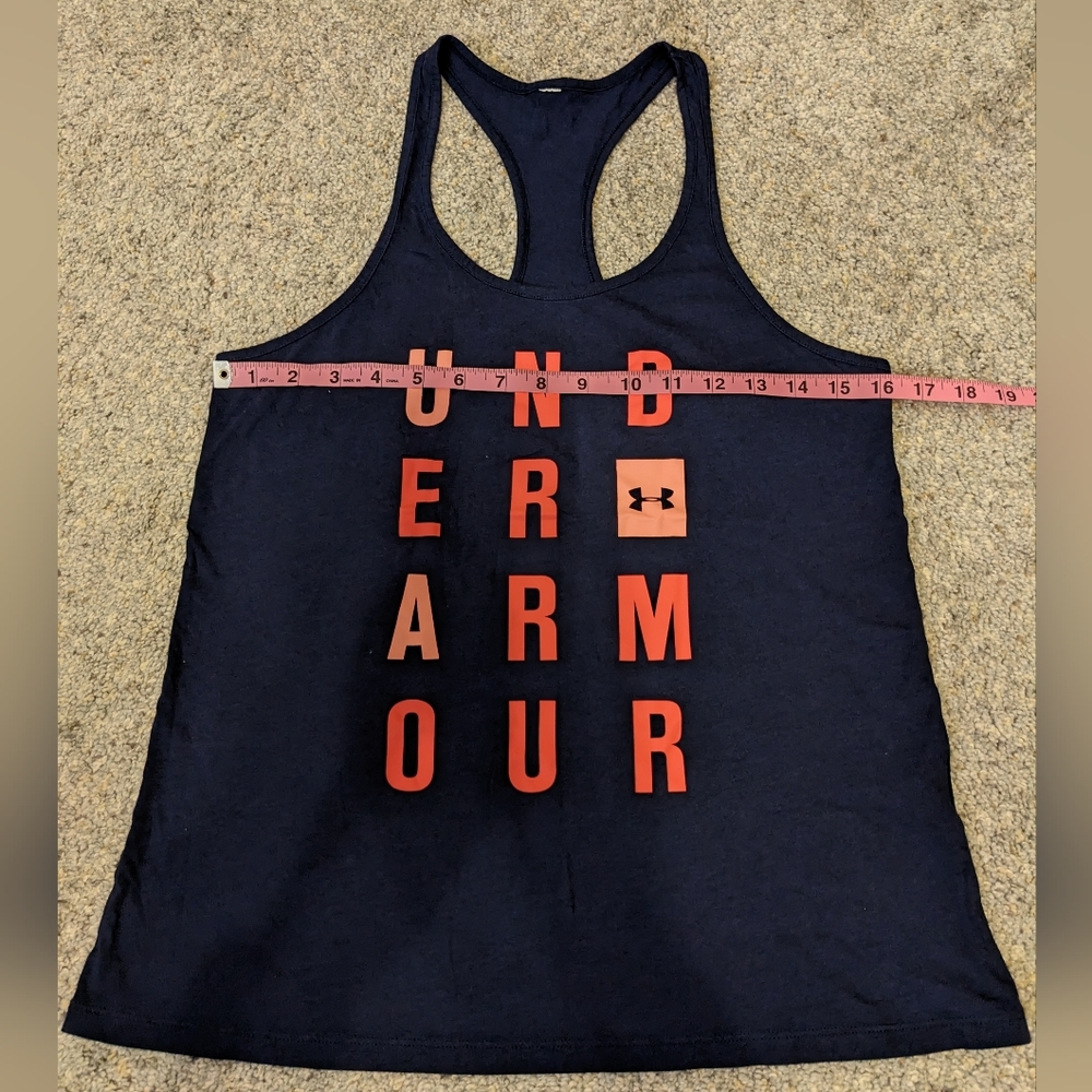 Under Armour Navy with coral writing Racerback tank - Picture 6 of 6